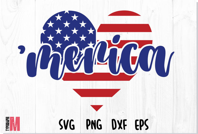Merica Heart Svg | Patriotic t shirt design svg SVG CreativeStudioTM 