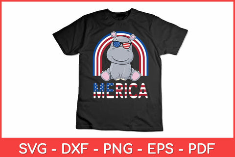 Merica Hippopotamus American Flag 4th of July Hippo Svg Design SVG artprintfile 