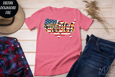 Merica leopard t shirt svg, American t shirt svg, freedom day t shirt, 4th of july t shirt svg SVG Isabella Machell 