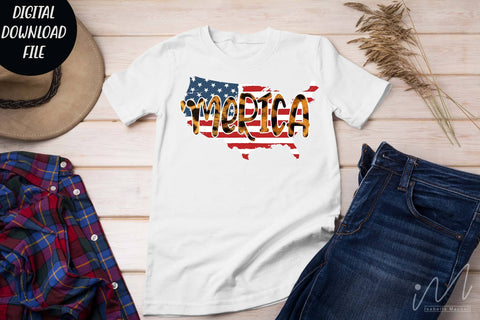 Merica leopard t shirt svg, American t shirt svg, freedom day t shirt, 4th of july t shirt svg SVG Isabella Machell 