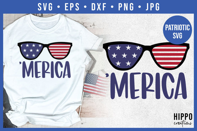 'Merica Sunglasses SVG | Patriotic SVG for the 4th of July SVG Hippo Creations 