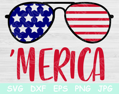 Merica Svg, 4th of July Svg. Patriotic Svg Files for Cricut and Silhouette. Independence Day Svg Cut File Design. Patriotic Sunglasses Svg. SVG TiffsCraftyCreations 