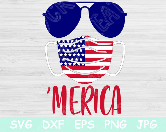 Merica Svg, 4th of July Svg. Patriotic Svg Files for Cricut and Silhouette. Independence Day Svg Cut Files. Merica Mask Svg Design Eps. SVG TiffsCraftyCreations 