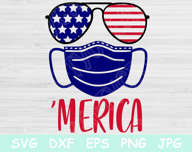 Merica Svg, 4th of July Svg. Patriotic Svg Files for Cricut and Silhouette. Independence Day Svg Cut Files. Merica Mask Svg Design Eps. SVG TiffsCraftyCreations 