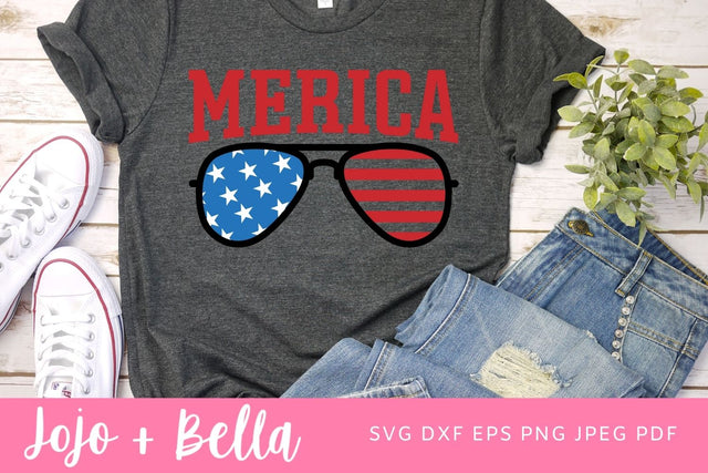 Merica SVG, America, Flag Sunglasses SVG, 4th of July SVG, Patriotic, Fourth, Funny, Shirt, Png, Svg Files For Cricut, Sublimation SVG Jojo&Bella 