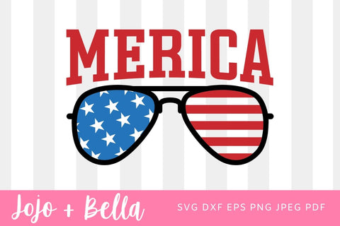 Merica SVG, America, Flag Sunglasses SVG, 4th of July SVG, Patriotic, Fourth, Funny, Shirt, Png, Svg Files For Cricut, Sublimation SVG Jojo&Bella 