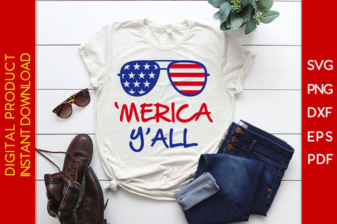 Merica Y'all 4th Of July SVG PNG PDF Cut File SVG Creativedesigntee 