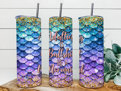 Mermaid 20oz Skinny Tumbler, Mermaid Tumbler Wrap Sublimation, Straight and Tapered Tumbler PNG Sublimation iStyleDesign 