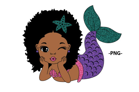 Mermaid Afro Svg, Black Mermaid Svg, Hair Puffs, Black Woman Clipart, Afro Woman Svg, Glamour Female, 3 PNG files Glitter SVG 1uniqueminute 
