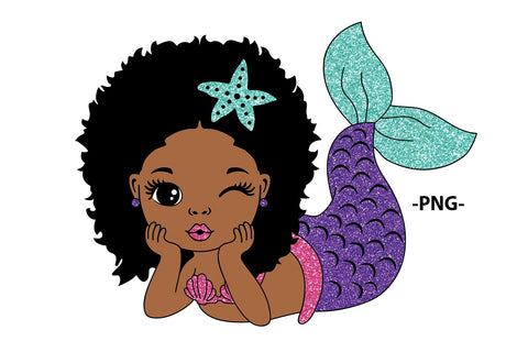 Mermaid Afro Svg, Black Mermaid Svg, Hair Puffs, Black Woman Clipart, Afro Woman Svg, Glamour Female, 3 PNG files Glitter SVG 1uniqueminute 
