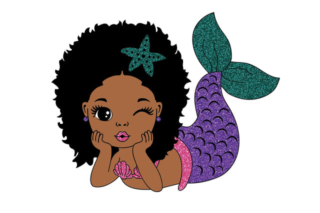 Mermaid Afro Svg, Black Mermaid Svg, Hair Puffs, Black Woman Clipart, Afro Woman Svg, Glamour Female, 3 PNG files Glitter SVG 1uniqueminute 