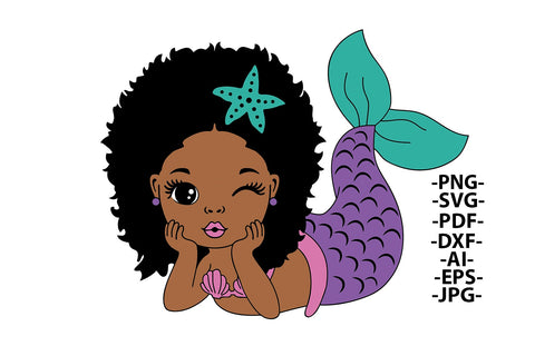 Mermaid Afro Svg, Black Mermaid Svg, Hair Puffs, Black Woman Clipart, Afro Woman Svg, Glamour Female, 3 PNG files Glitter SVG 1uniqueminute 