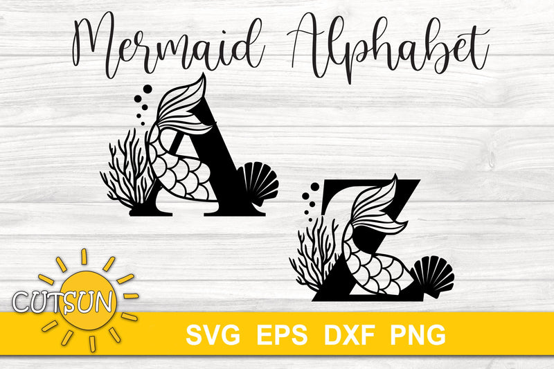 Mermaid Alphabet SVG 26 letters | Mermaid Monogram SVG SVG CutsunSVG 