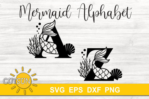 Mermaid Alphabet SVG 26 letters | Mermaid Monogram SVG SVG CutsunSVG 