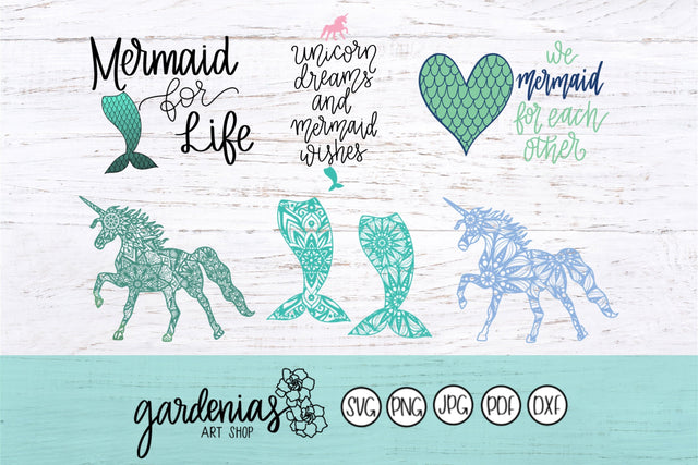 Mermaid and Unicorn Mini Bundle SVG Gardenias Art Shop