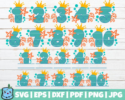 Mermaid Birthday Numbers SVG Bundle SVG MintyMarshmallows 