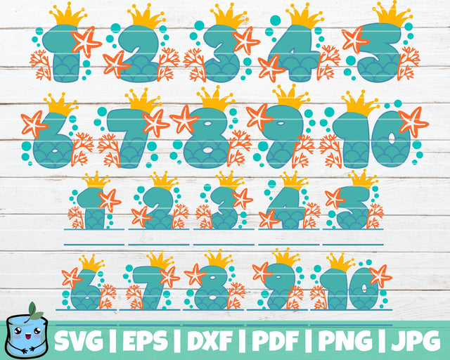 Mermaid Birthday Numbers SVG Bundle SVG MintyMarshmallows 