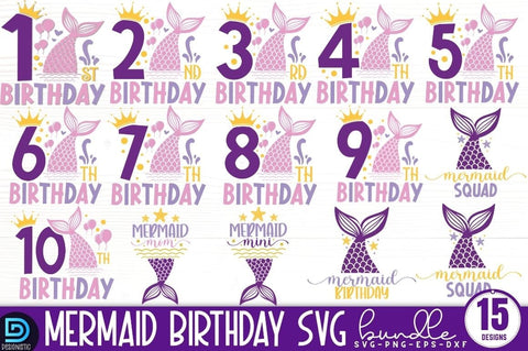 Mermaid Birthday SVG Bundle SVG DESIGNISTIC 