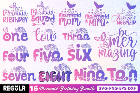 Mermaid Birthday SVG Bundle SVG Regulrcrative 