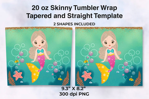 Mermaid Blonde Hair 20oz Skinny Tumbler Sublimation Sublimatiz Designs 