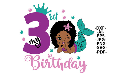 Mermaid Bundle, 9 afro birthdays designs, 27 Png files, Mermaid Birthday Svg, Birthday Girl Svg, Black Girl, Afro Woman Svg, Afro cut files SVG 1uniqueminute 