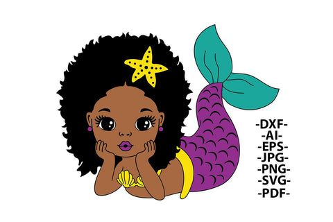 Mermaid Bundle Svg, Afro Girls Svg, Black Mermaid Svg, Mermaid Svg, 5 Glitter PNG, Ocean Girl, Black Woman Clipart, Afro Woman Svg, Glamour Female SVG 1uniqueminute 