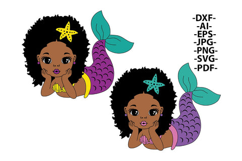 Mermaid Bundle Svg, Afro Girls Svg, Black Mermaid Svg, Mermaid Svg, 5 Glitter PNG, Ocean Girl, Black Woman Clipart, Afro Woman Svg, Glamour Female SVG 1uniqueminute 