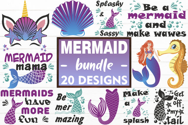 Mermaid Bundle SVG cut file, Mermaid Designs SVG SoMemorableDesigns 