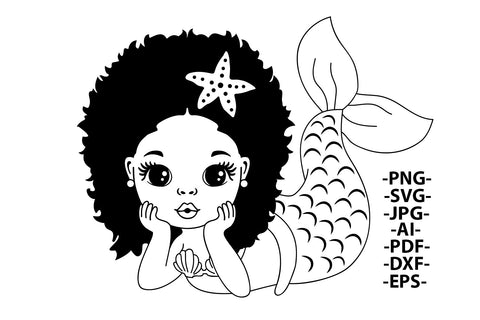 Mermaid Bundle Svg, Silhouette Mermaid, Afro Girl Svg, Black Mermaid Svg, Hair Puffs, Black Woman Clipart, Afro Woman Svg, Glamour Female SVG 1uniqueminute 