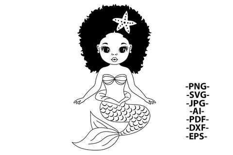 Mermaid Bundle Svg, Silhouette Mermaid, Afro Girl Svg, Black Mermaid Svg, Hair Puffs, Black Woman Clipart, Afro Woman Svg, Glamour Female SVG 1uniqueminute 