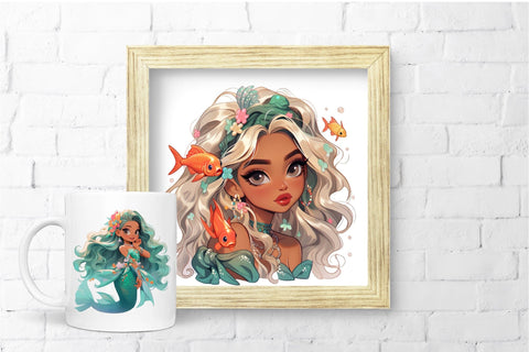 Mermaid Clipart, Cute Girl Sublimation, Chibi Girl PNG Sublimation OrangeBrushStudio 