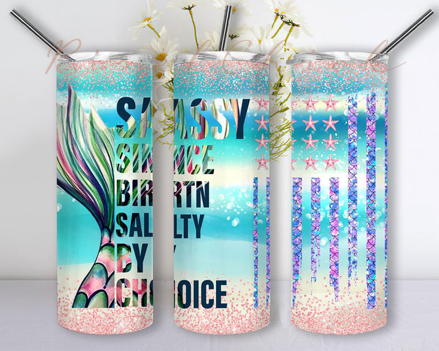Mermaid Coffee Tumbler Mermaid Salty By Choice 20oz Skinny Tumbler Sublimation Designs, Straight/Tapered Tumbler Design, PNG Digital Download Sublimation PixelChick 