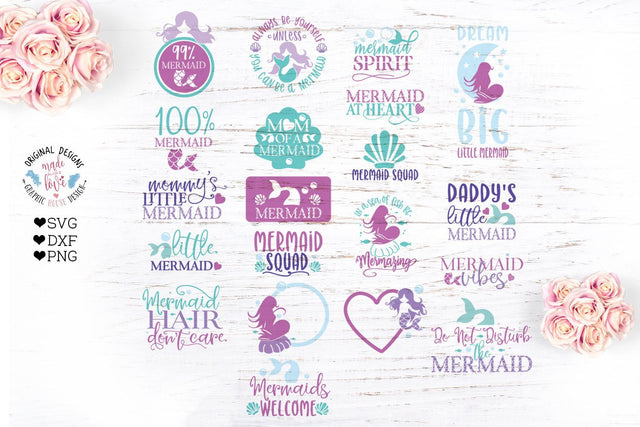 Mermaid Cut Files Bundle SVG Graphic House Design