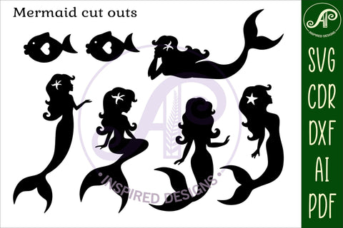 Mermaid designs, 15 laser cut shapes SVG SVG APInspireddesigns 