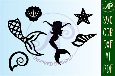 Mermaid designs, 15 laser cut shapes SVG SVG APInspireddesigns 