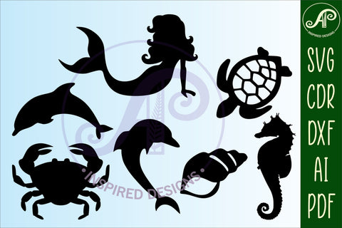 Mermaid designs, 15 laser cut shapes SVG SVG APInspireddesigns 