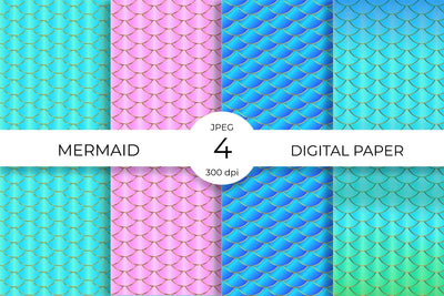 Mermaid digital paper set. Mermaid scale seamless pattern. Digital Pattern LaBelezoka 