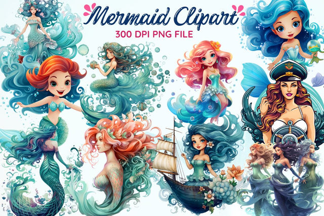 Mermaid Dreams Clipart Bundle Sublimation Regulrcrative 