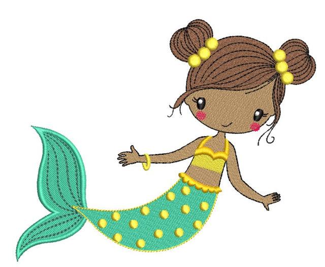 Mermaid Embroidery Design, Princess Embroidery File, 3 sizes Embroidery/Applique DESIGNS Nino Nadaraia 