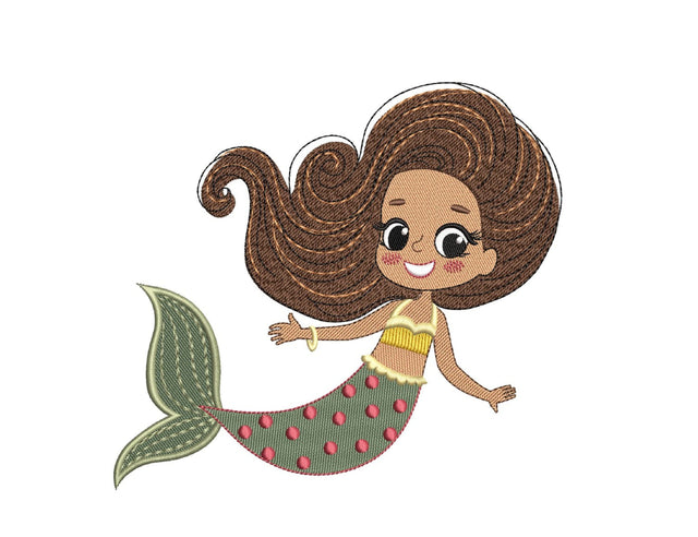 Mermaid Embroidery Design, Princess Embroidery File, 3 sizes, Instant Download Embroidery/Applique DESIGNS Nino Nadaraia 
