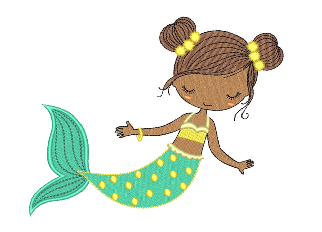 Mermaid Embroidery Design, Princess Embroidery File, 4 sizes Embroidery/Applique DESIGNS Nino Nadaraia 