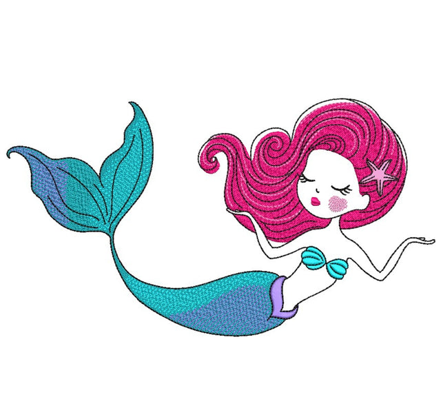 Mermaid Embroidery Design, Princess Embroidery File, 4 sizes, Instant Download Embroidery/Applique DESIGNS Nino Nadaraia 