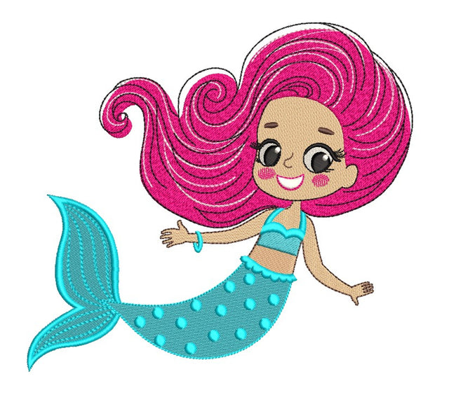 Mermaid Embroidery Design, Princess Embroidery File, 4 sizes, Instant Download Embroidery/Applique DESIGNS Nino Nadaraia 