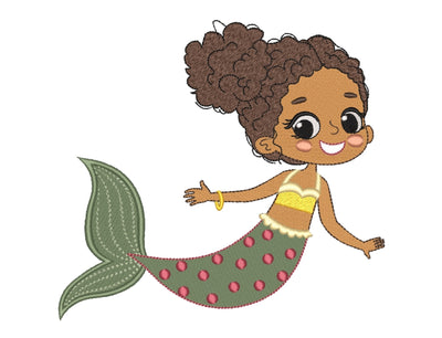 Mermaid Embroidery Design, Princess Embroidery File, 5 sizes Embroidery/Applique DESIGNS Nino Nadaraia 