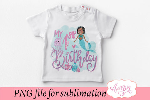 Mermaid first birthday sublimation design Sublimation Amorclipart 