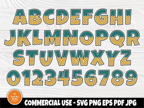 Mermaid Font SVG, Alphabet Clipart, Girl Letters SVG TonisArtStudio 
