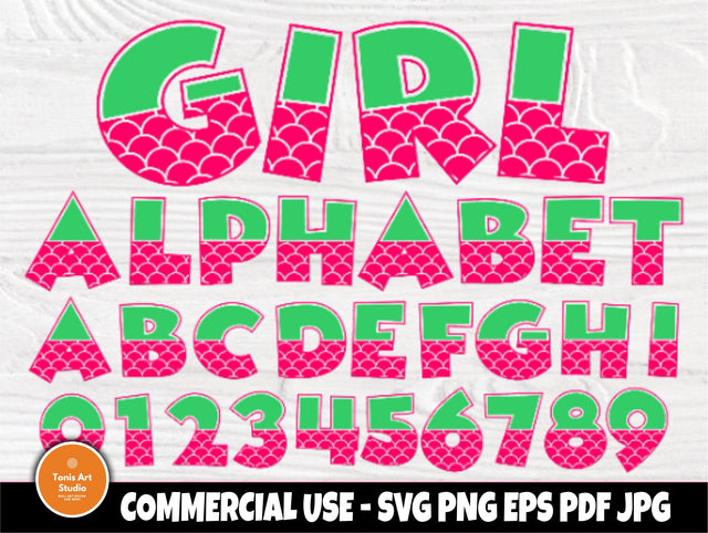 Mermaid font SVG, Alphabet SVG, Mermaid pattern SVG TonisArtStudio 