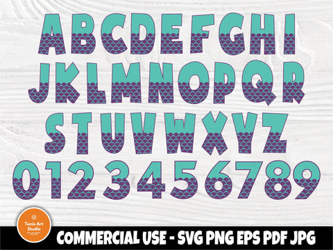 Mermaid font SVG, Mermaid alphabet Svg Cut Files SVG TonisArtStudio 