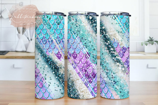 Mermaid Galaxy 20 oz Skinny Rainbow Sparkle, Mermaid Tumbler, Unicorn Tumbler Template Sublimation Rabbitmakies 