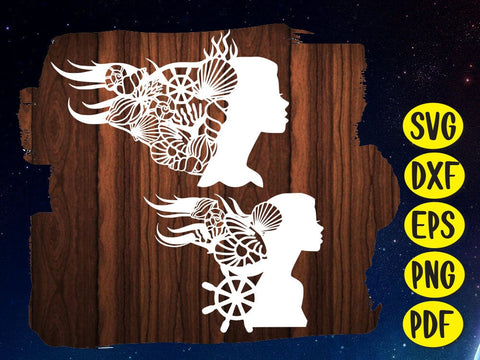 Mermaid Girl Hair Paper cut SVG Johan Ru designs 